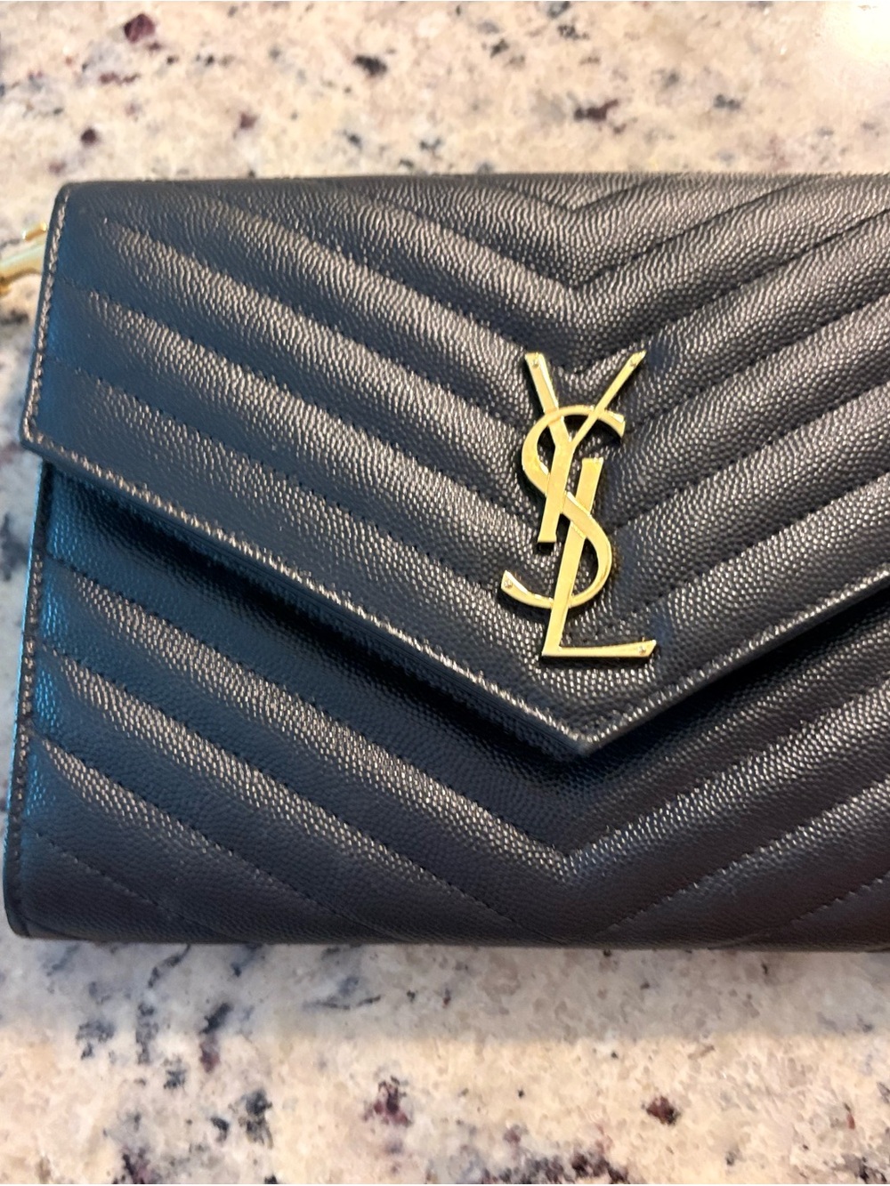 YSL Saint Laurent Black Monogram Envelope Wristlet/Clutch – Great Condition